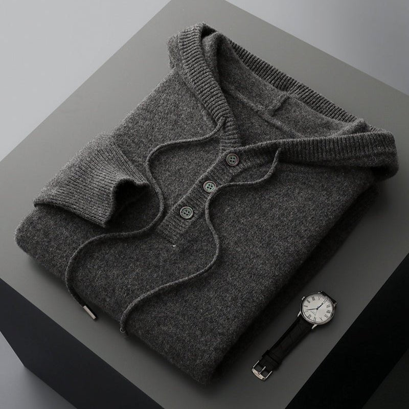 Elegant Merino Wool Hoodie - Luxoria