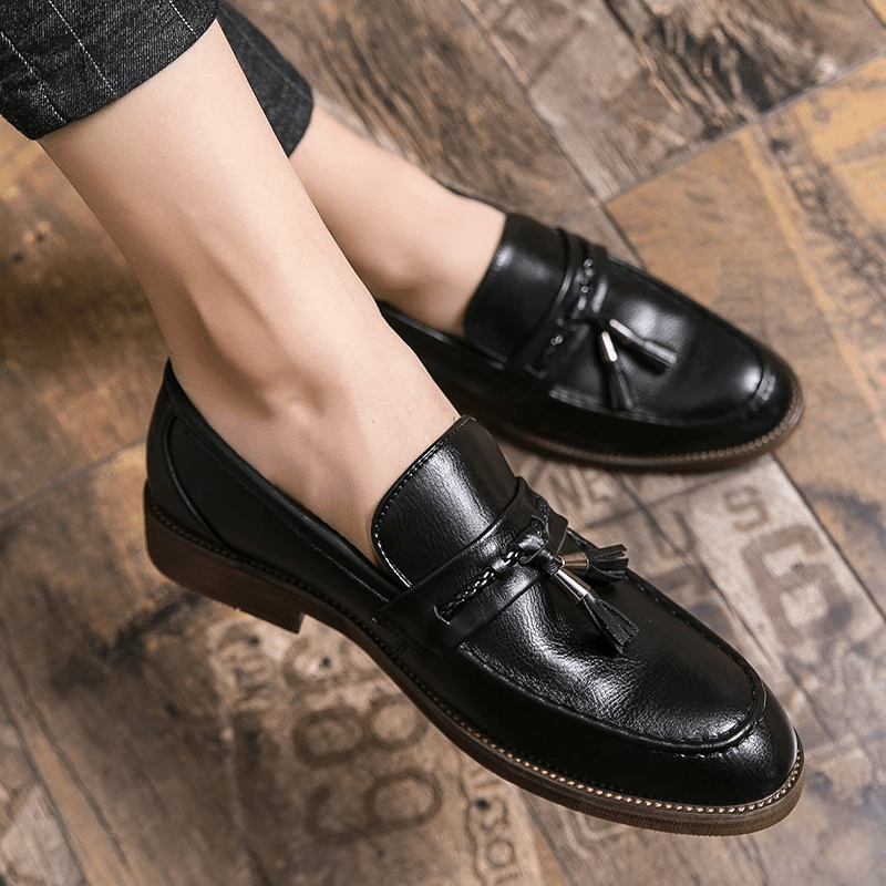 Leather Tassel Loafers - Luxoria