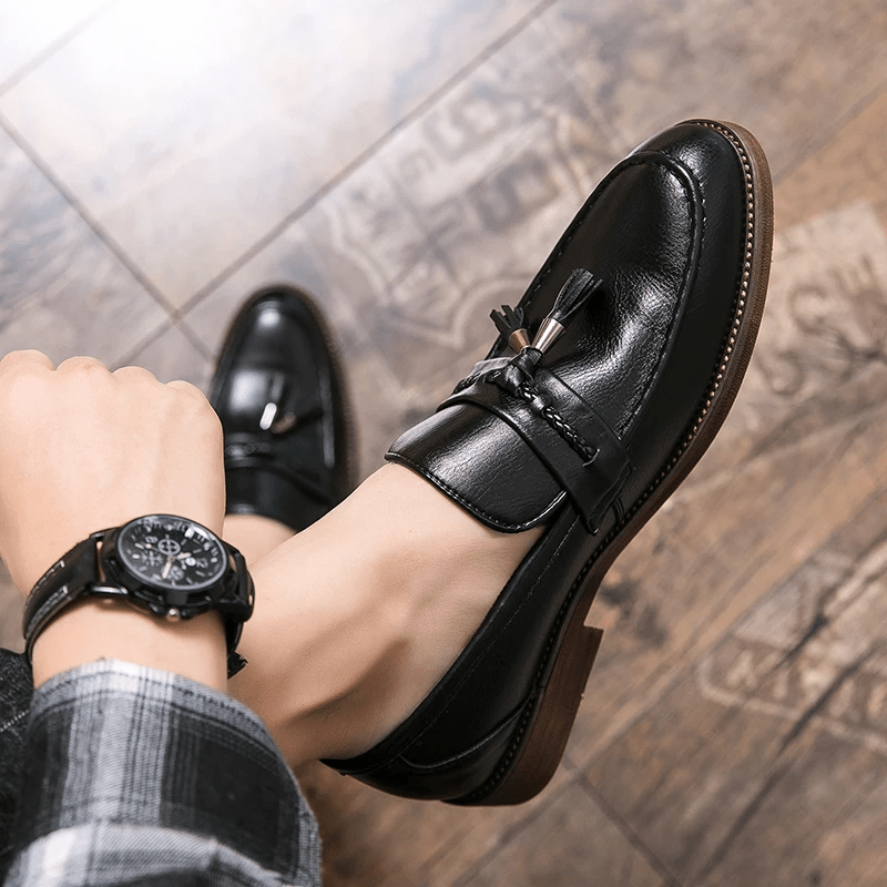Leather Tassel Loafers - Luxoria