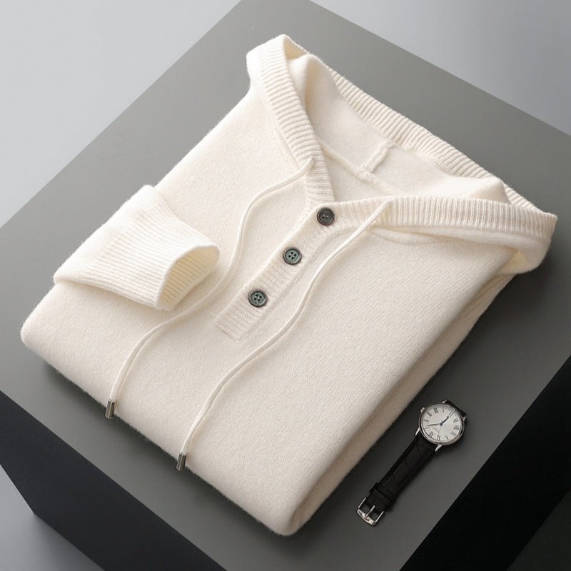 Elegant Merino Wool Hoodie - Luxoria