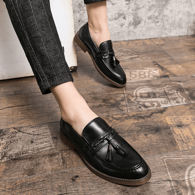 Leather Tassel Loafers - Luxoria