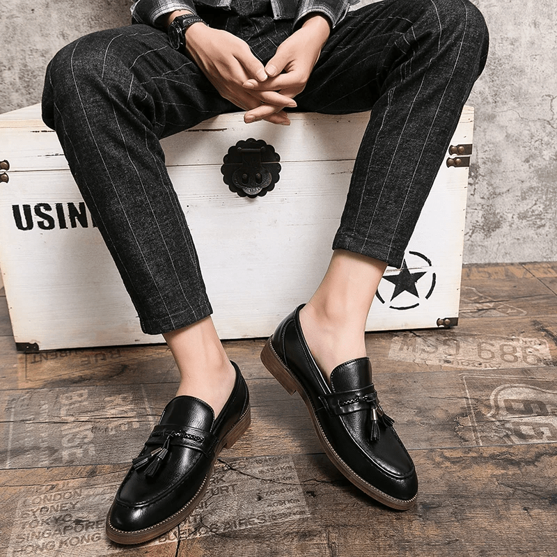 Leather Tassel Loafers - Luxoria
