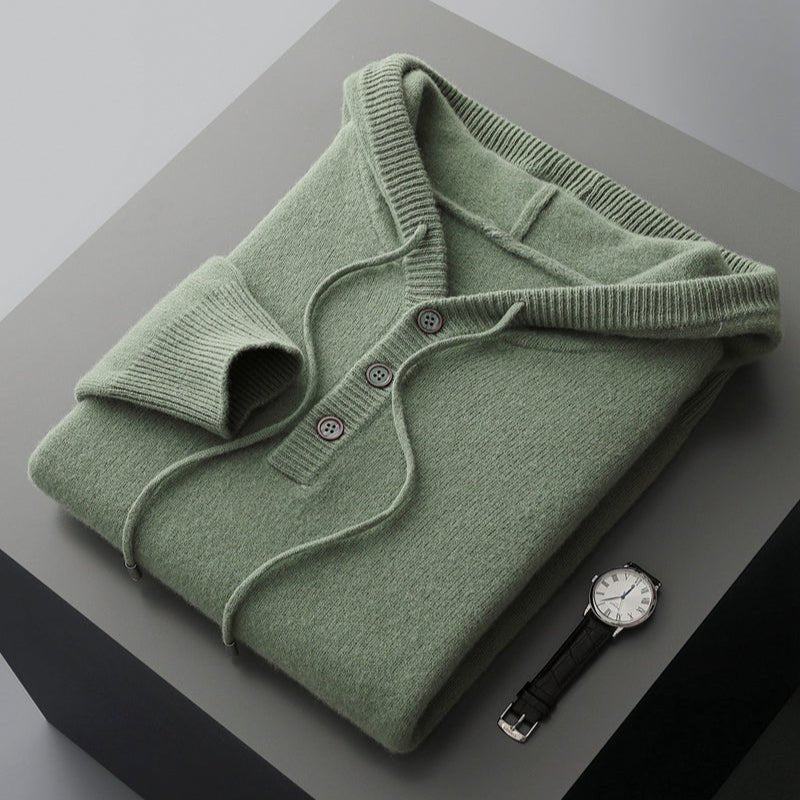 Elegant Merino Wool Hoodie - Luxoria