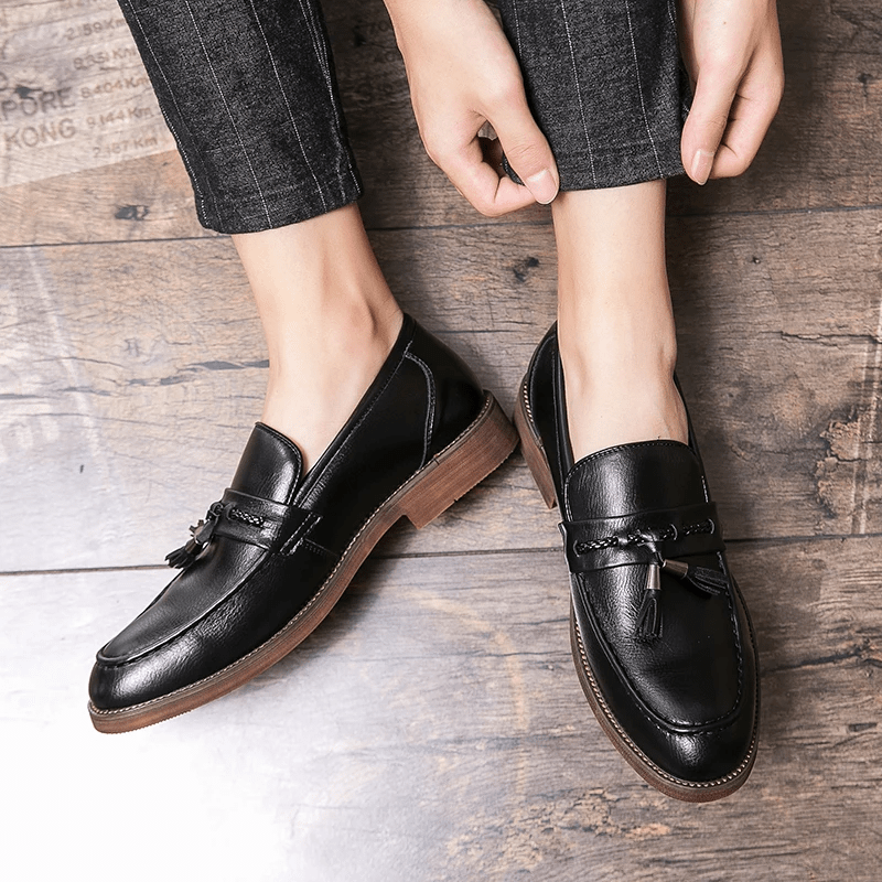 Leather Tassel Loafers - Luxoria