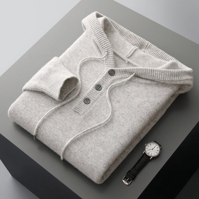 Elegant Merino Wool Hoodie - Luxoria