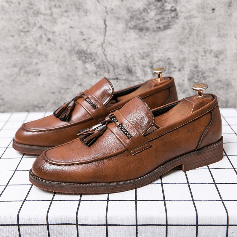 Leather Tassel Loafers - Luxoria