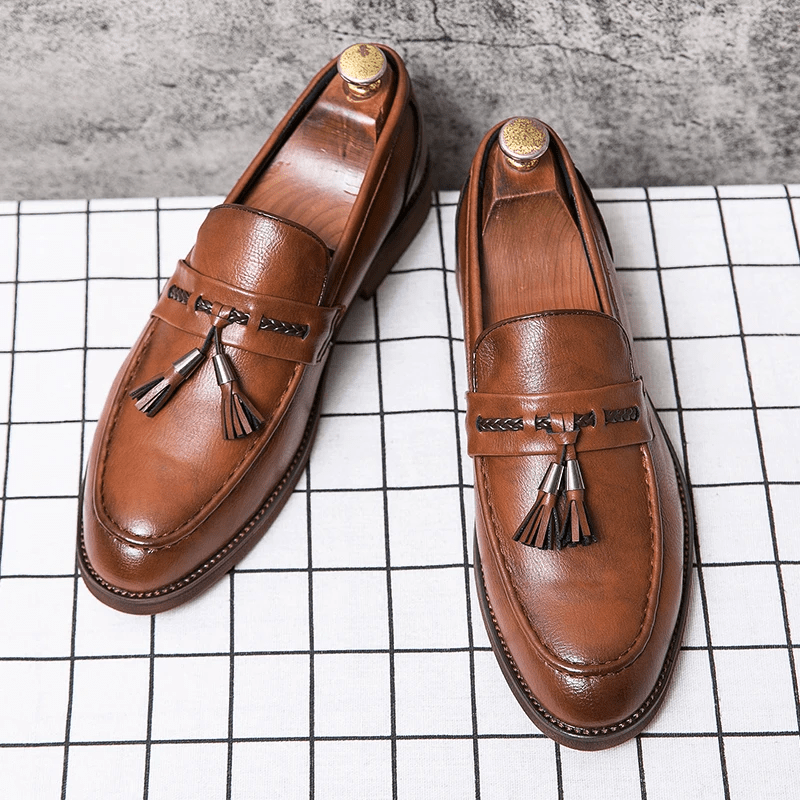 Leather Tassel Loafers - Luxoria