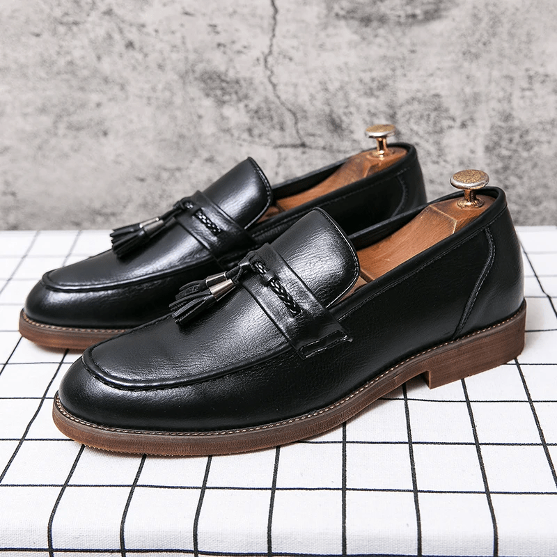 Leather Tassel Loafers - Luxoria