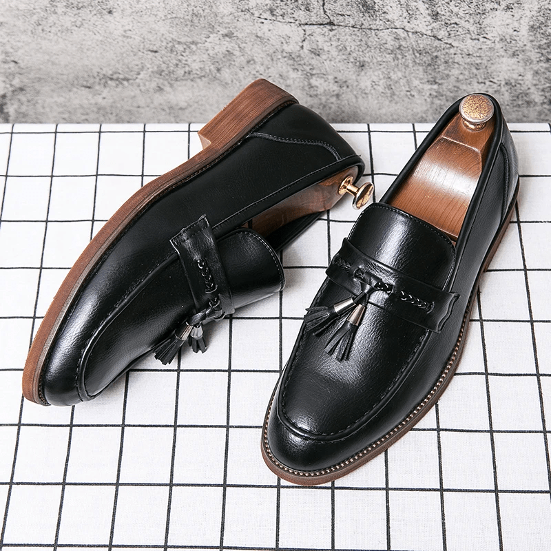 Leather Tassel Loafers - Luxoria