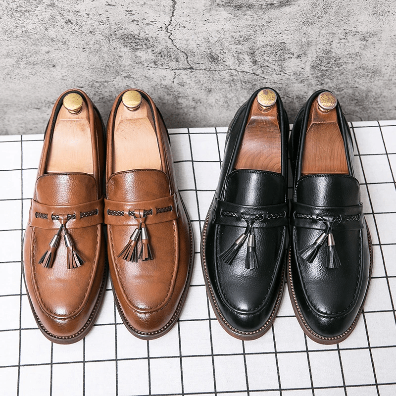 Leather Tassel Loafers - Luxoria