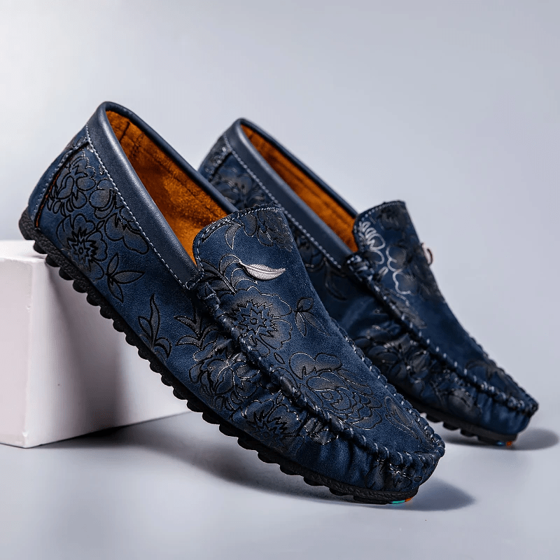 Floral Leather Loafers - Luxoria