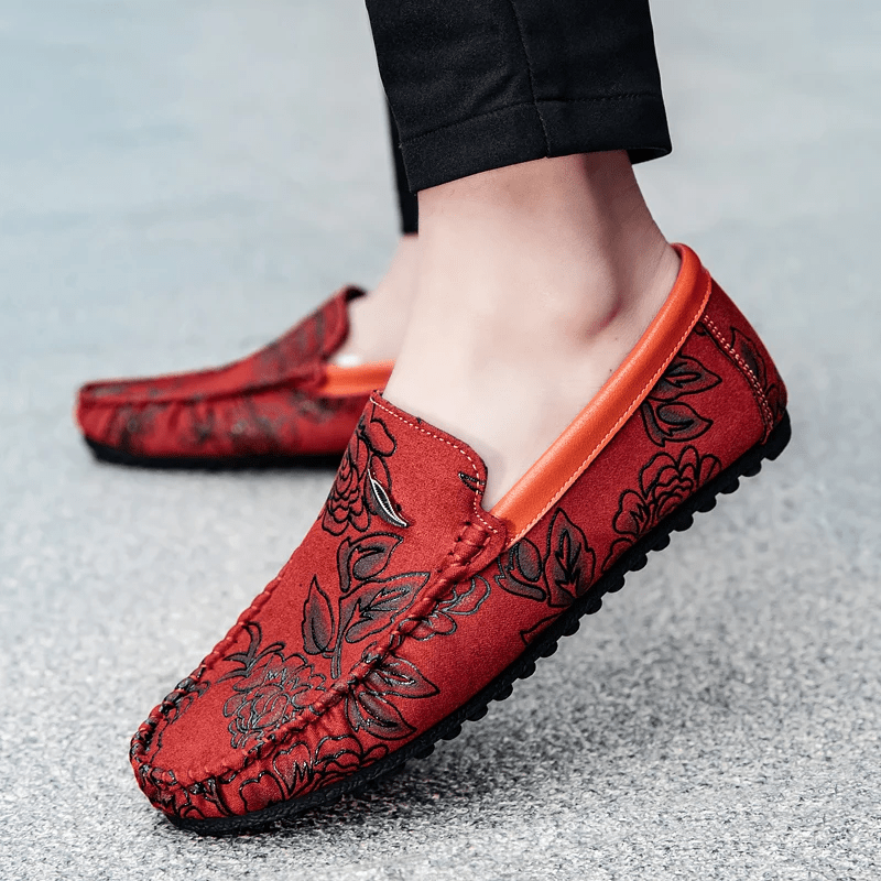 Floral Leather Loafers - Luxoria