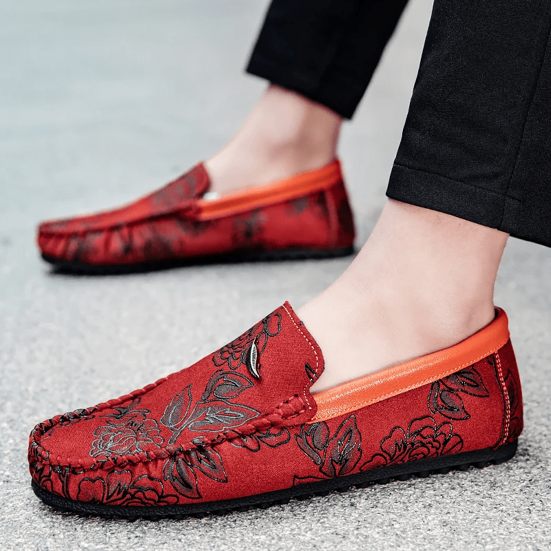 Floral Leather Loafers - Luxoria