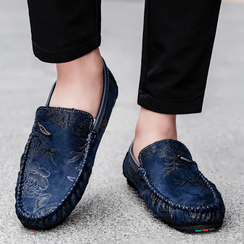 Floral Leather Loafers - Luxoria