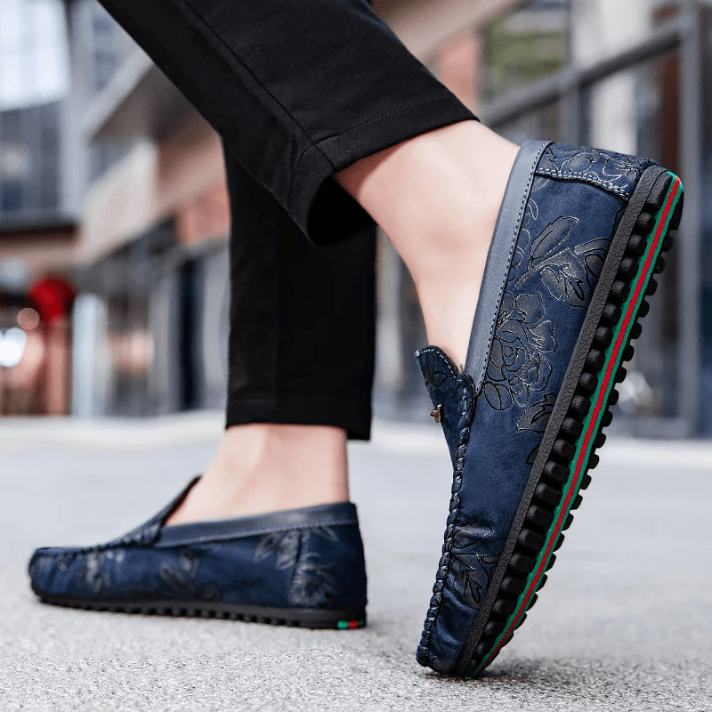 Floral Leather Loafers - Luxoria