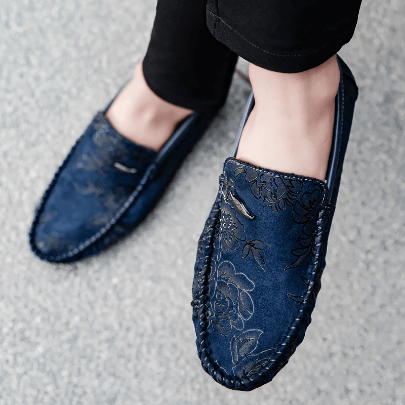 Floral Leather Loafers - Luxoria