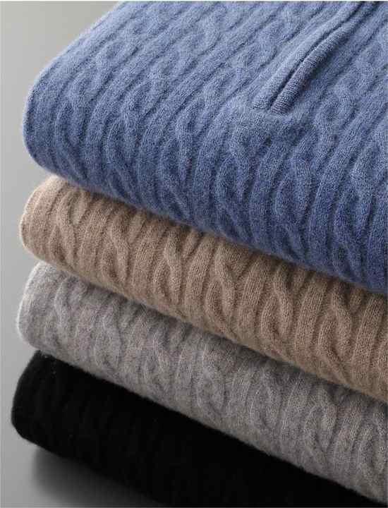 Deneb Cashmere Woven Half Zip - Luxoria