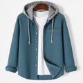Hooded Corduroy Button Up Shirt - Luxoria