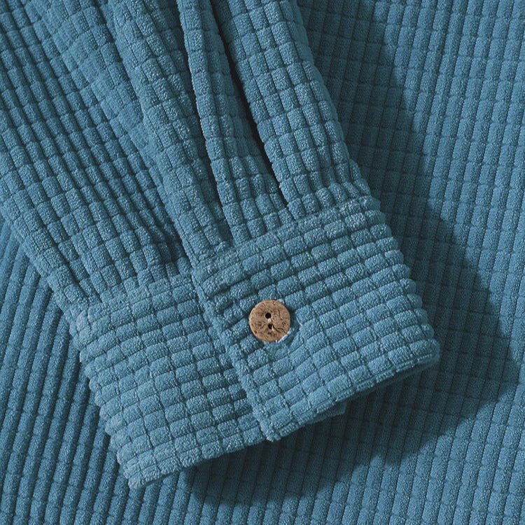 Hooded Corduroy Button Up Shirt - Luxoria