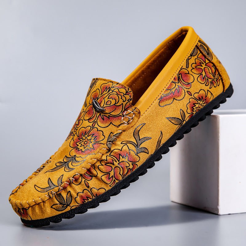 Floral Leather Loafers - Luxoria