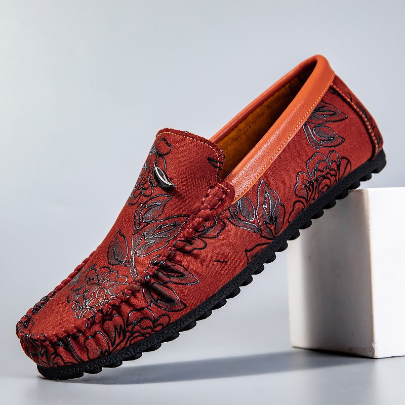 Floral Leather Loafers - Luxoria