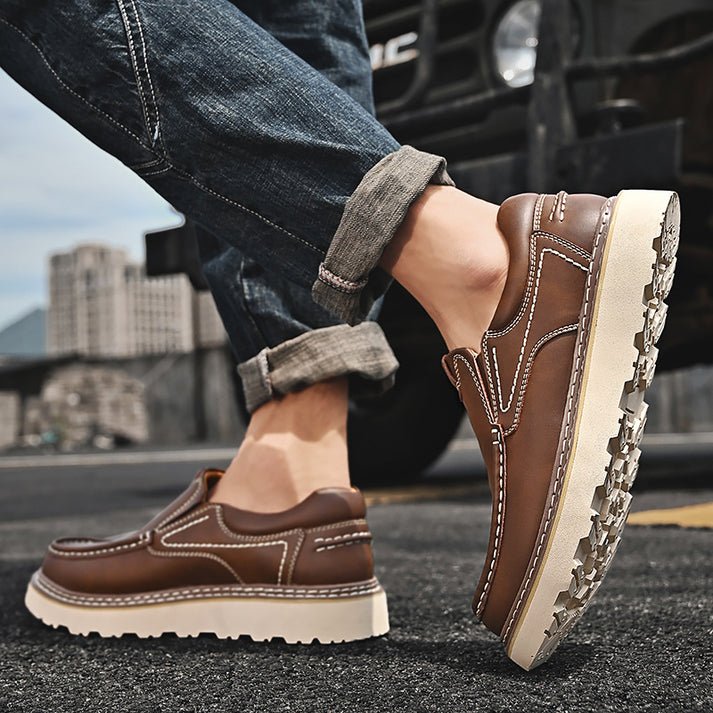 Elegant Leather Slip - on Shoes - Luxoria