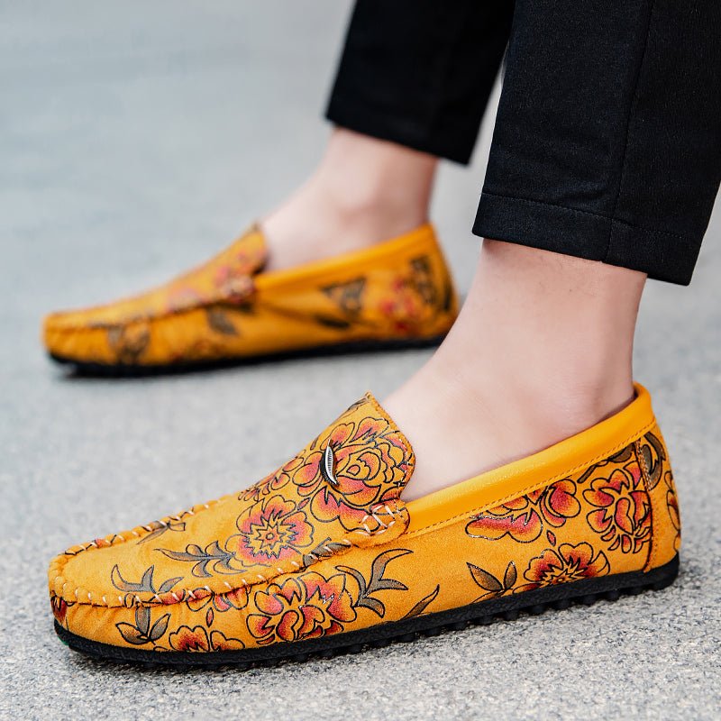Floral Leather Loafers - Luxoria