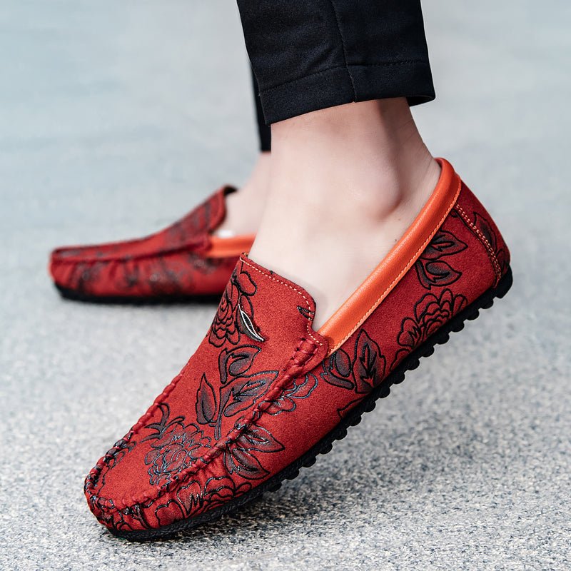 Floral Leather Loafers - Luxoria