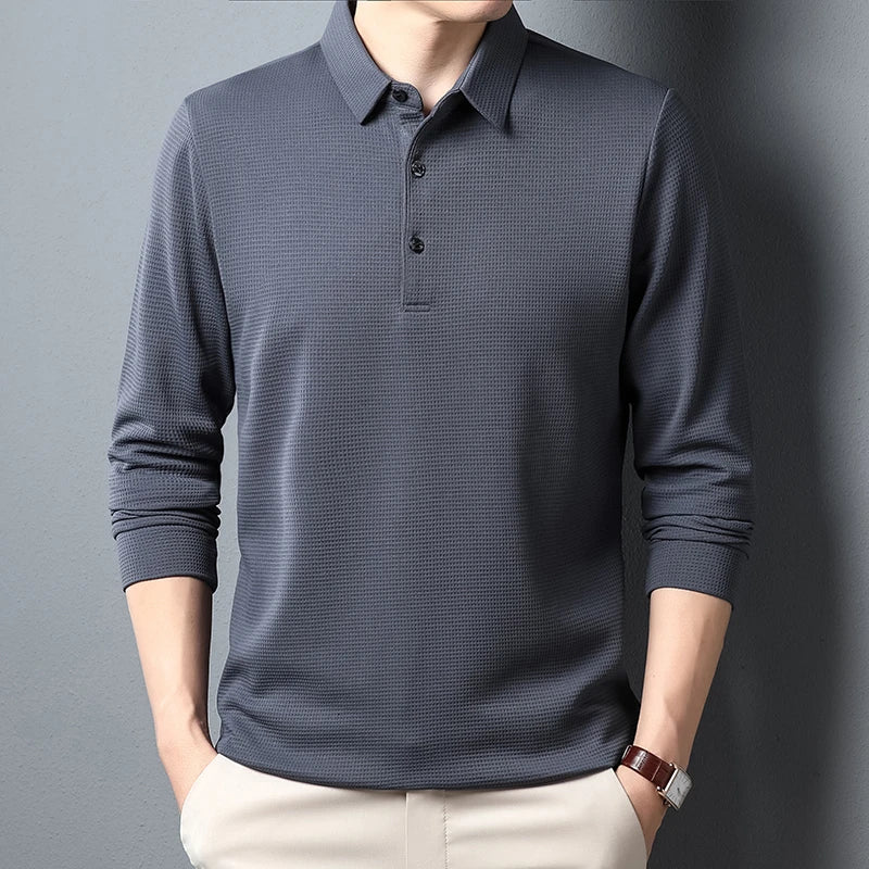 Elegant Long Sleeved Polo Shirt - Luxoria