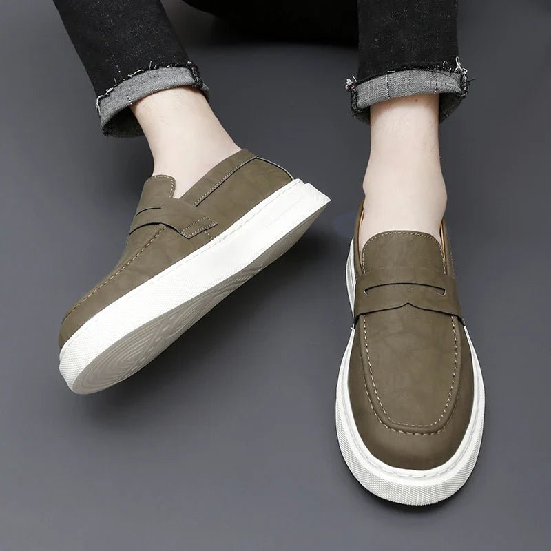 Chic Leather Slip - on Shoes - Luxoria
