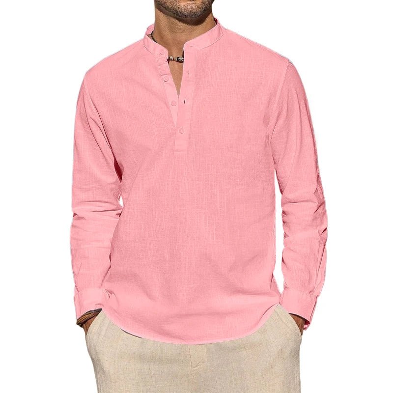 Elegant Cotton Henley Shirt - Luxoria