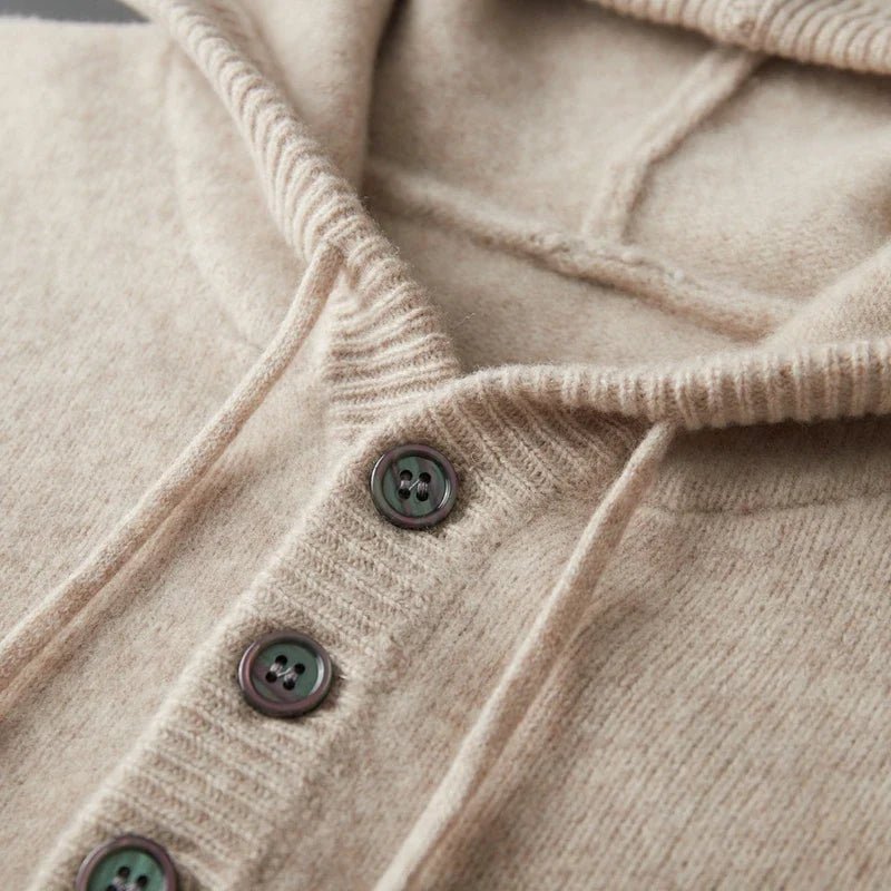Elegant Merino Wool Hoodie - Luxoria