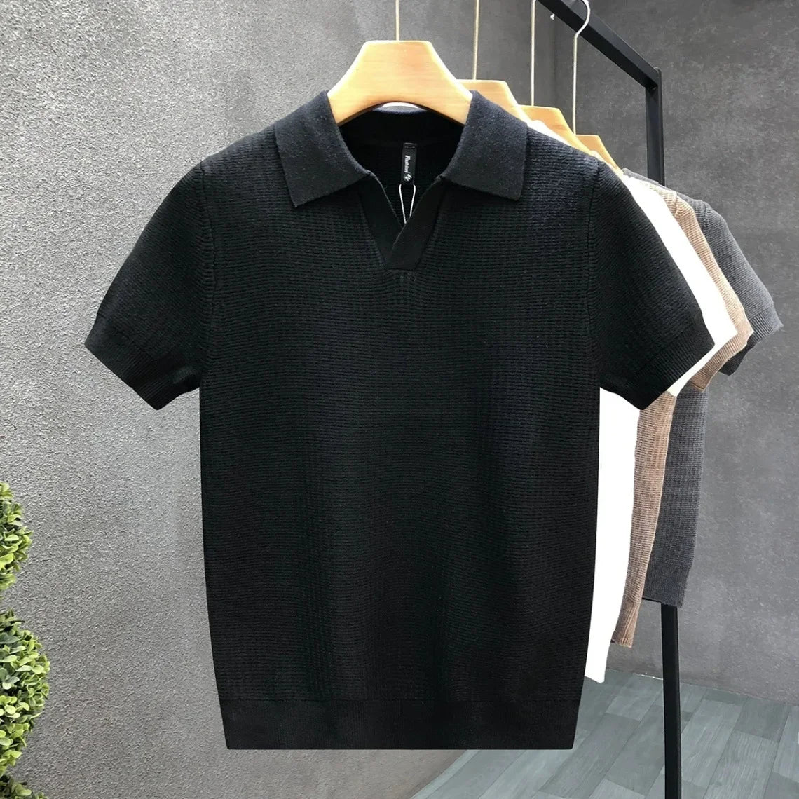 Breathable Knitted Polo Shirt - Luxoria