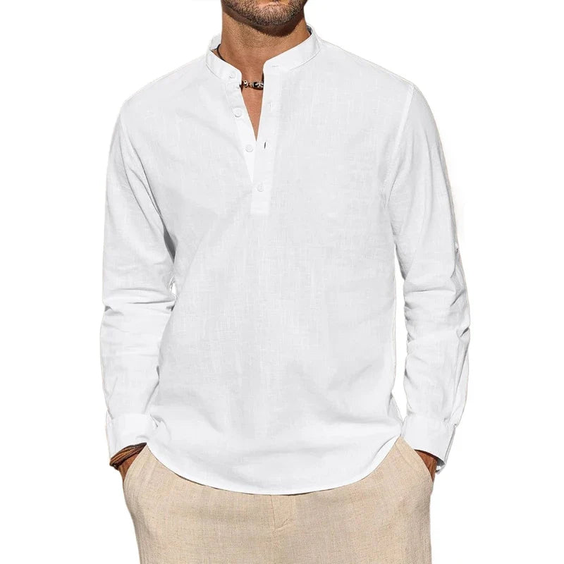 Elegant Cotton Henley Shirt - Luxoria
