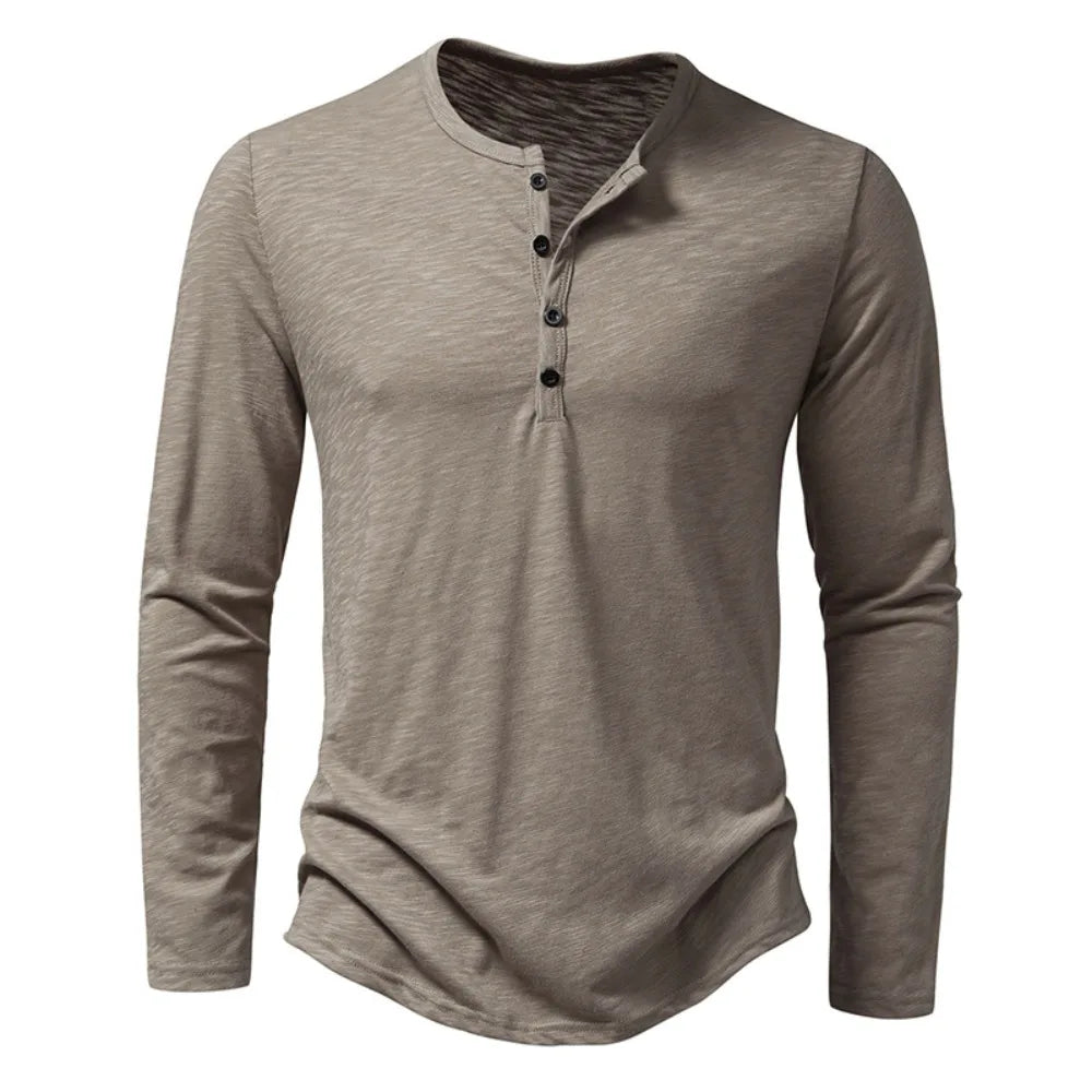 Long Sleeved Cotton Polo Shirt - Luxoria