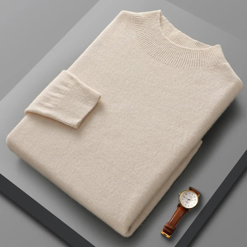 Half High Collar Cashmere Sweater - Luxoria