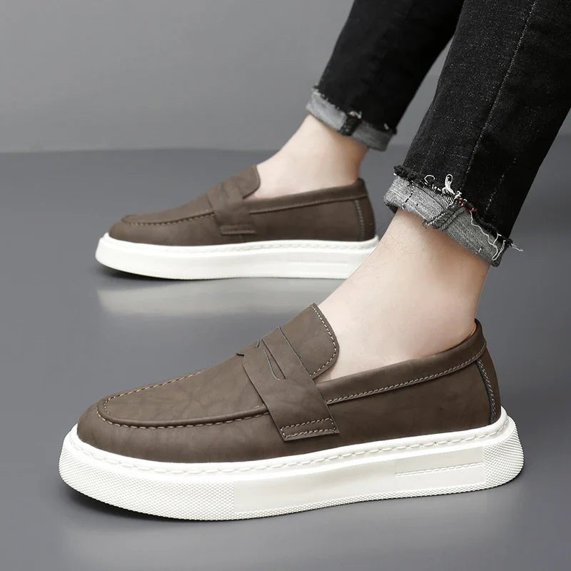 Chic Leather Slip - on Shoes - Luxoria