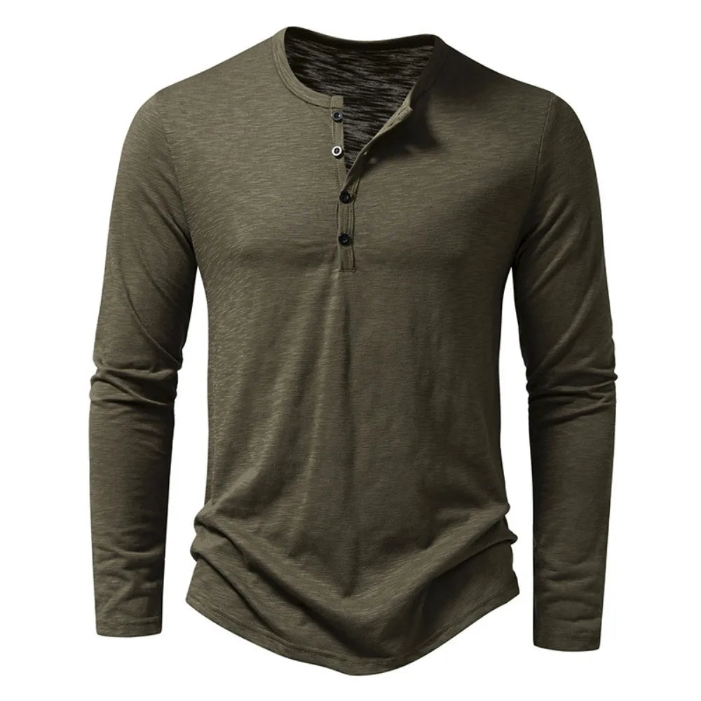 Long Sleeved Cotton Polo Shirt - Luxoria