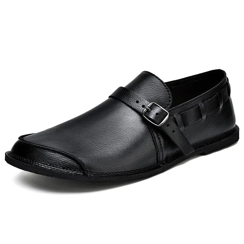 Buckled Leather Loafers - Luxoria