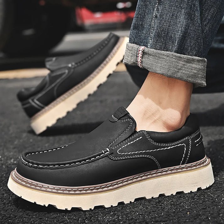 Elegant Leather Slip - on Shoes - Luxoria