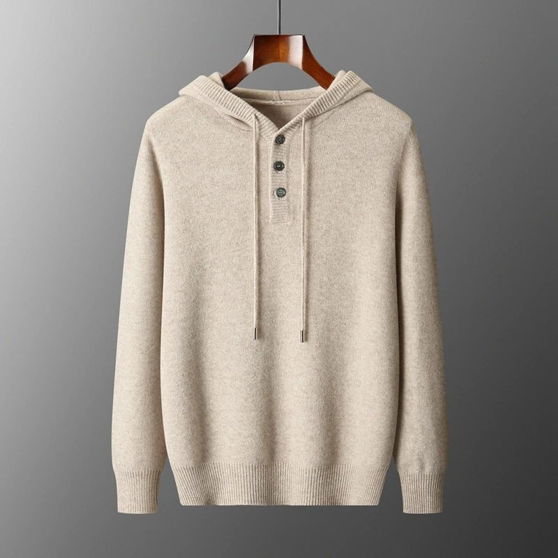 Elegant Merino Wool Hoodie - Luxoria