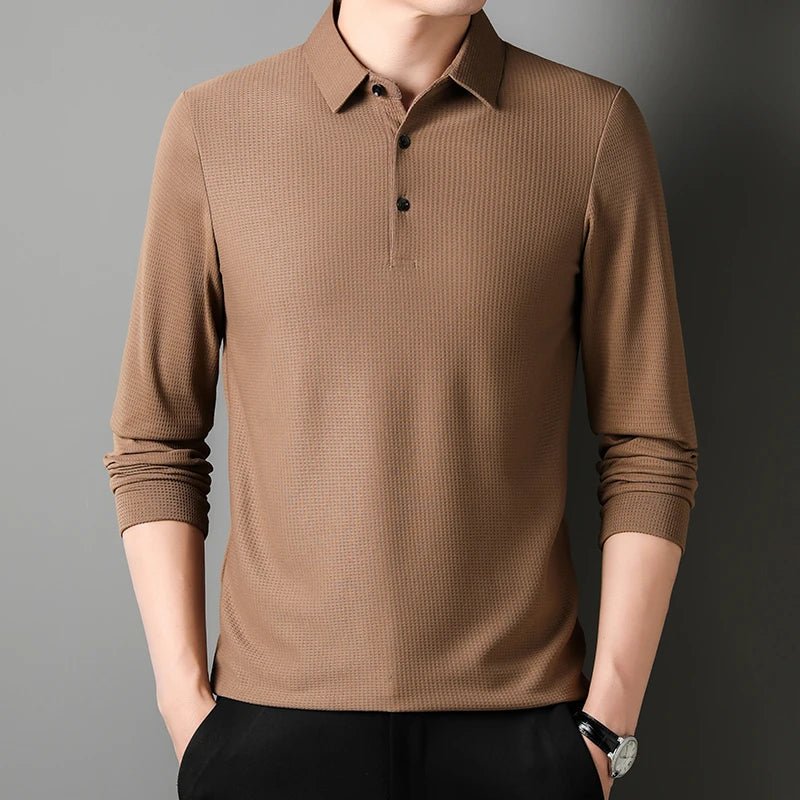 Elegant Long Sleeved Polo Shirt - Luxoria