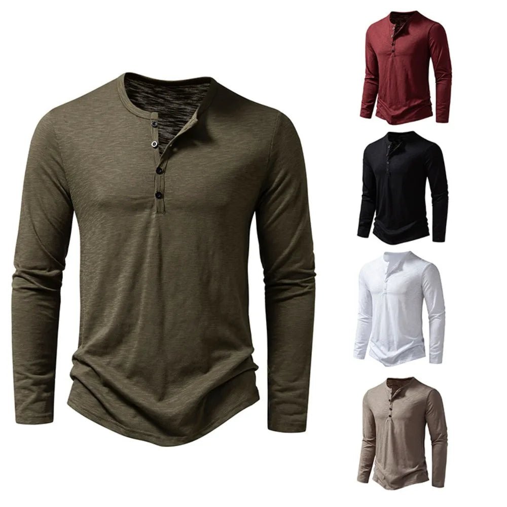 Long Sleeved Cotton Polo Shirt - Luxoria