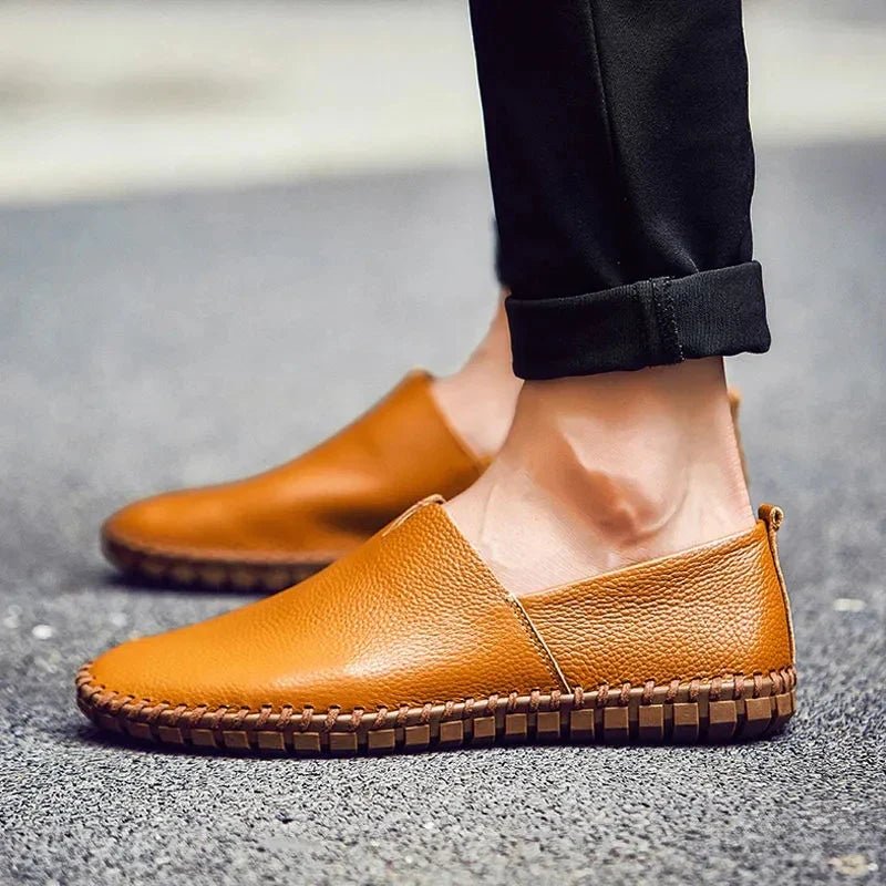 Breathable Leather Loafers - Luxoria