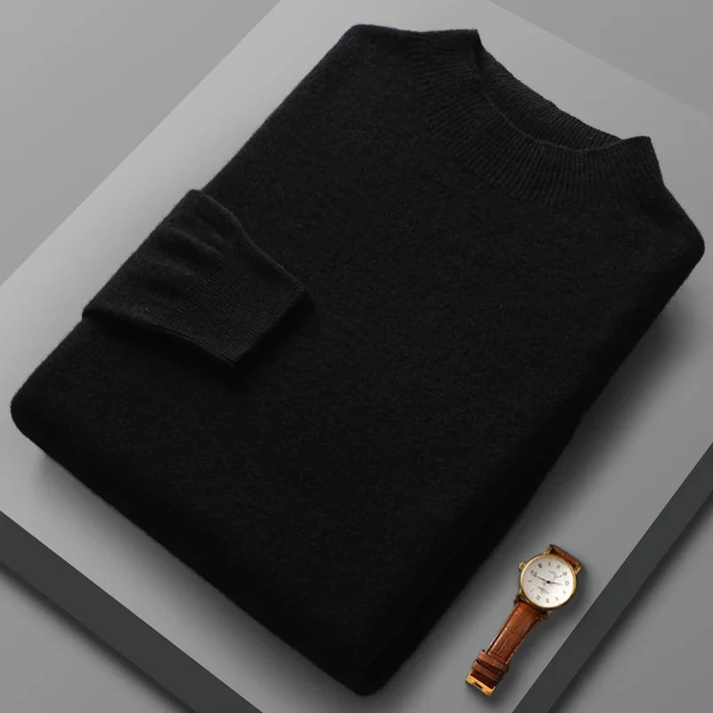 Half High Collar Cashmere Sweater - Luxoria