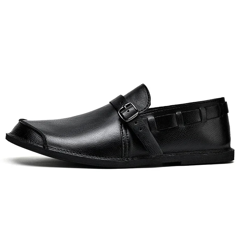 Buckled Leather Loafers - Luxoria