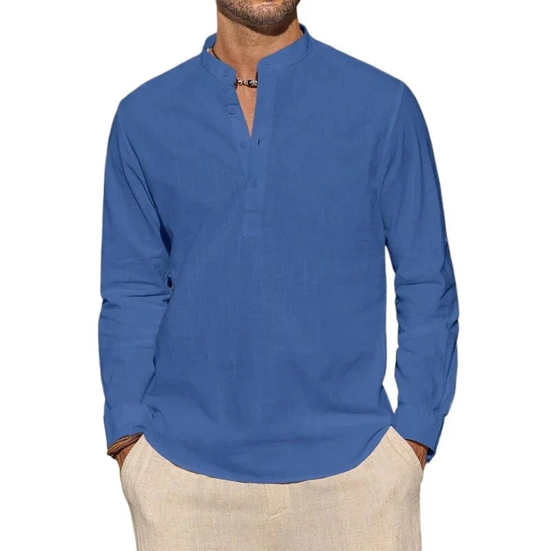 Elegant Cotton Henley Shirt - Luxoria