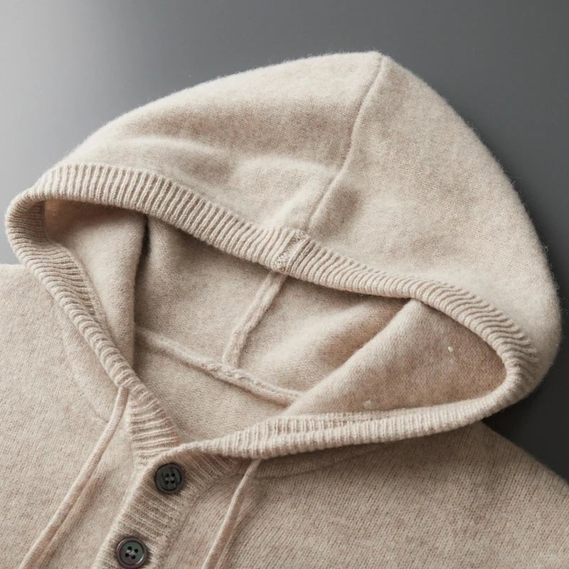 Elegant Merino Wool Hoodie - Luxoria