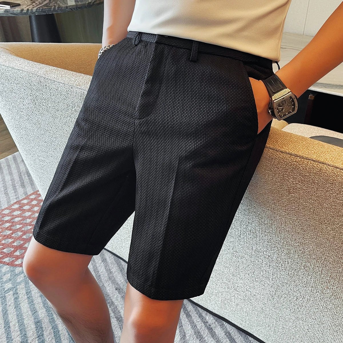 Elegant Waffle Shorts - Luxoria
