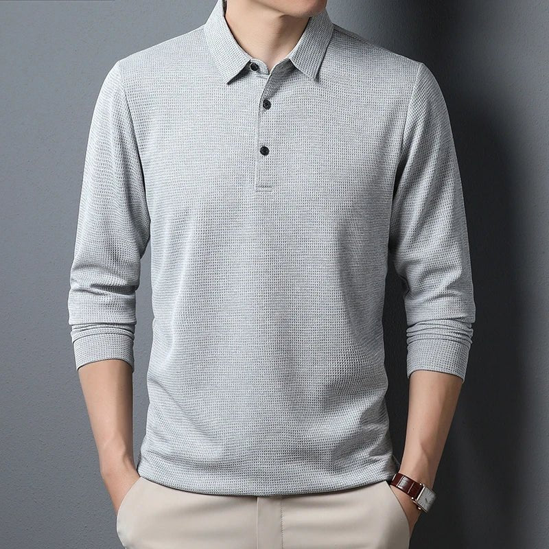 Elegant Long Sleeved Polo Shirt - Luxoria